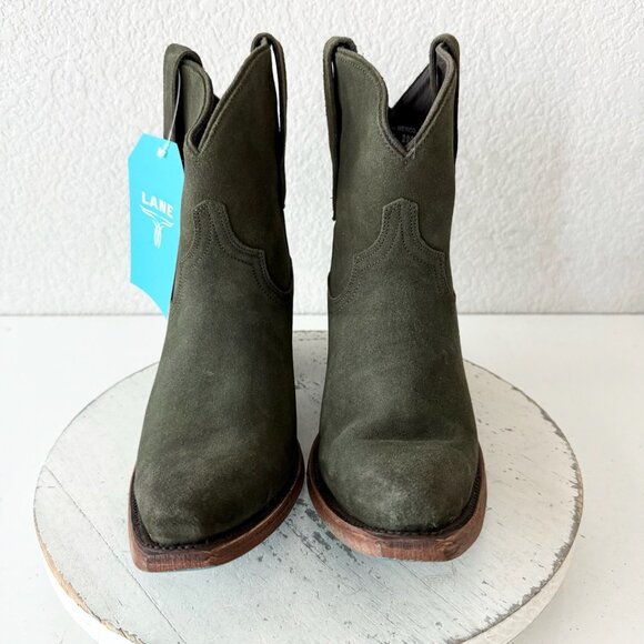 Lane EMMA JANE Womens Cowboy Bootie 9.5 Green Suede Western Cowgirl Ankle Boots - Picture 7 of 14